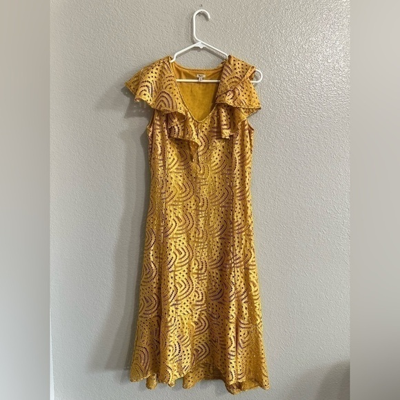 REBA Mustard Yellow Midi Dress Size M - Picture 1 of 8